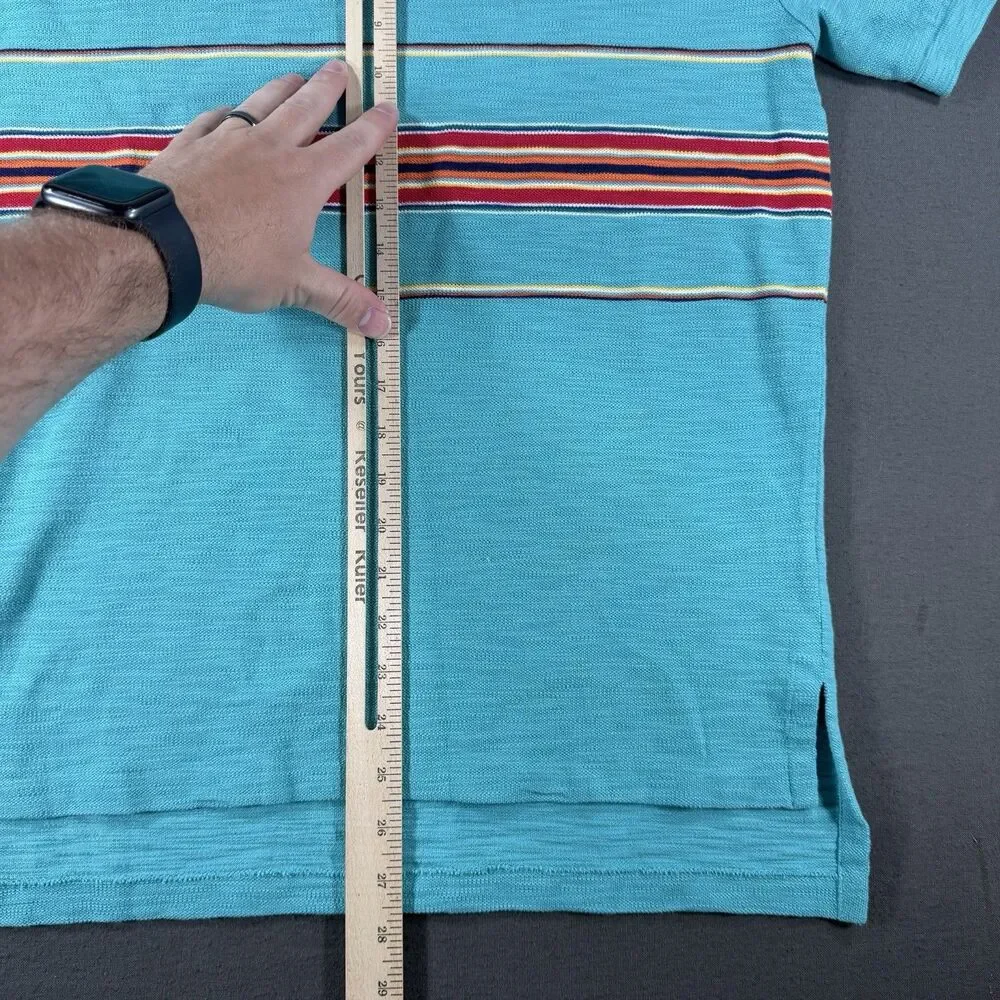 Vintage Polo Ralph Lauren Shirt Mens Small Teal Golf Striped Pullover Terry New